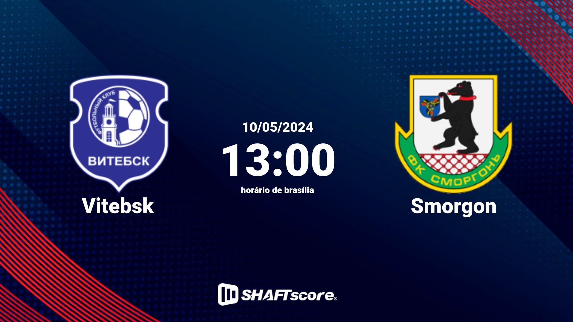 Estatísticas do jogo Vitebsk vs Smorgon 10.05 13:00