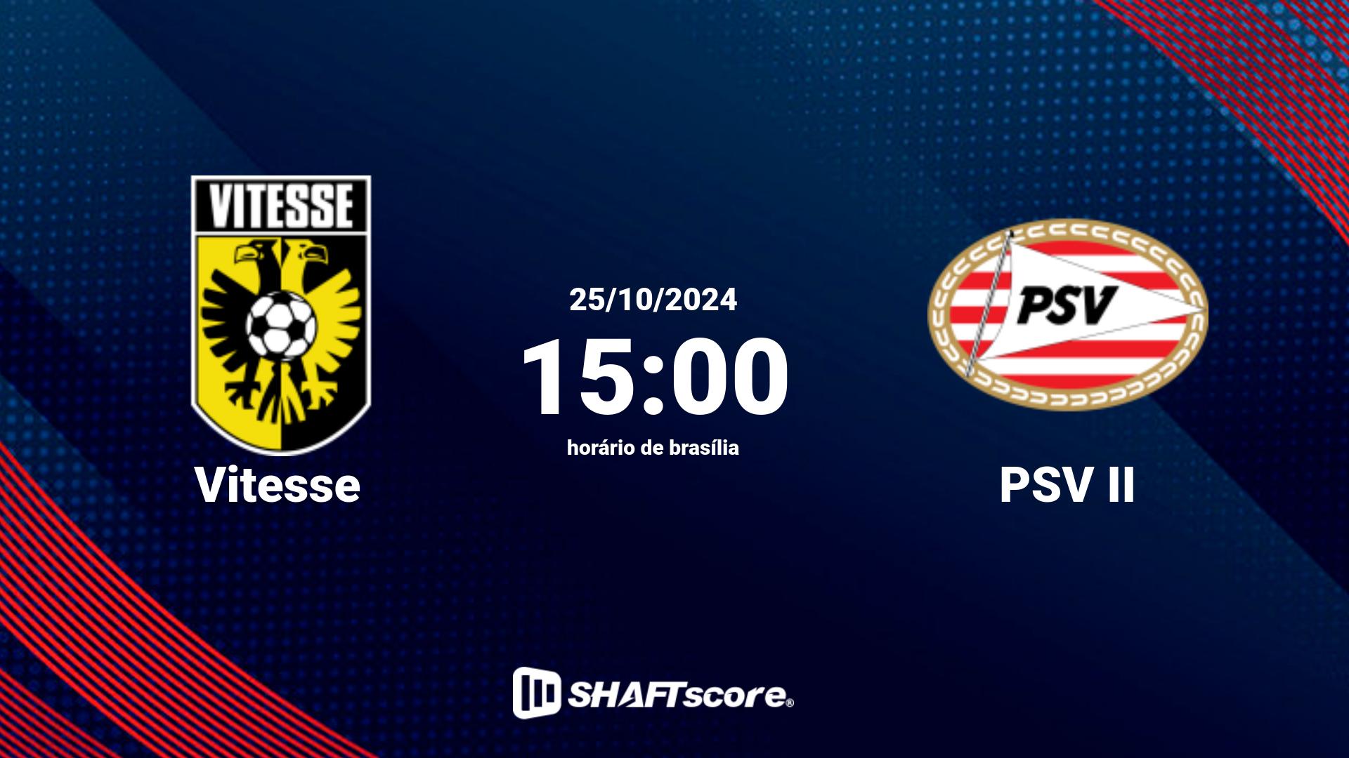 Estatísticas do jogo Vitesse vs PSV II 25.10 15:00