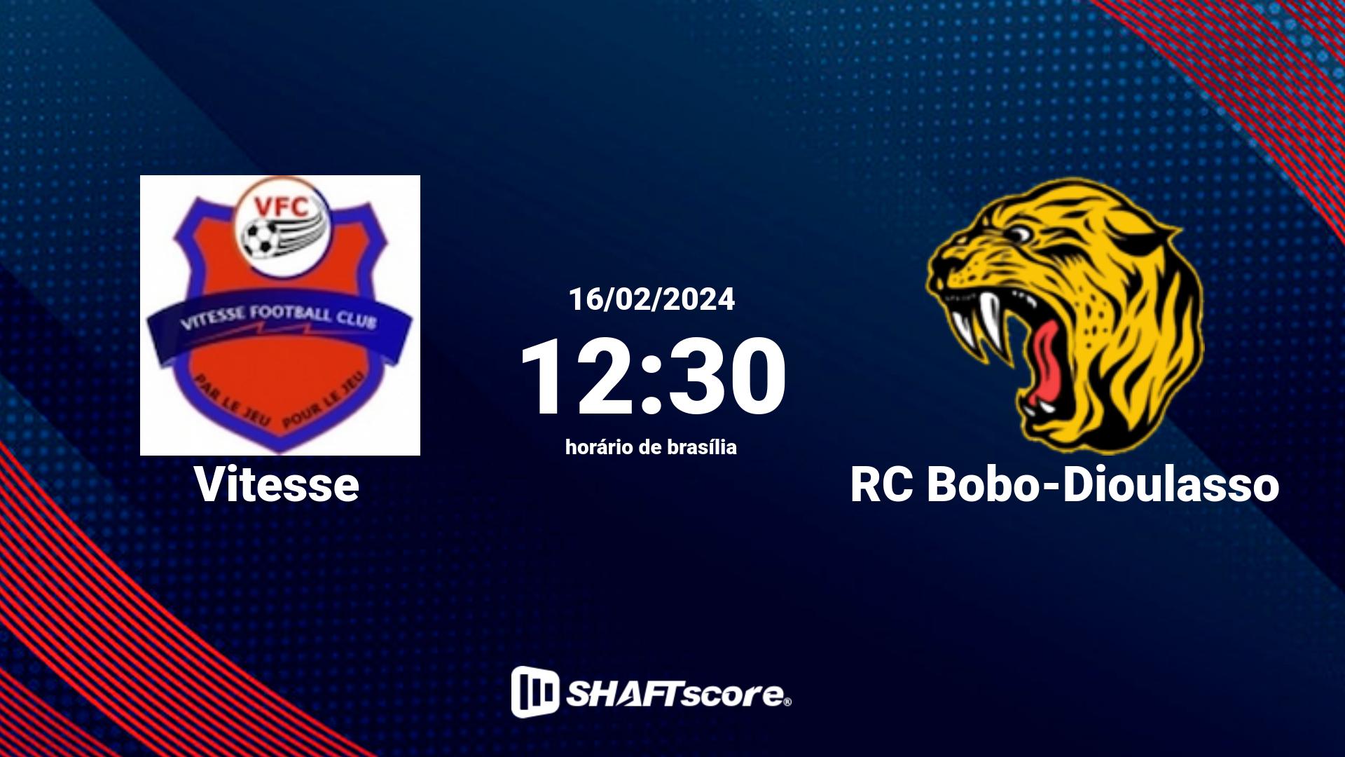 Estatísticas do jogo Vitesse vs RC Bobo-Dioulasso 16.02 12:30