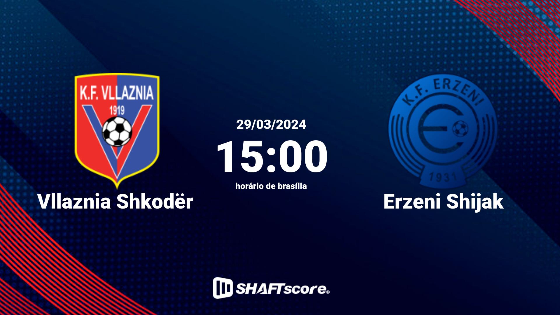 Estatísticas do jogo Vllaznia Shkodër vs Erzeni Shijak 29.03 15:00