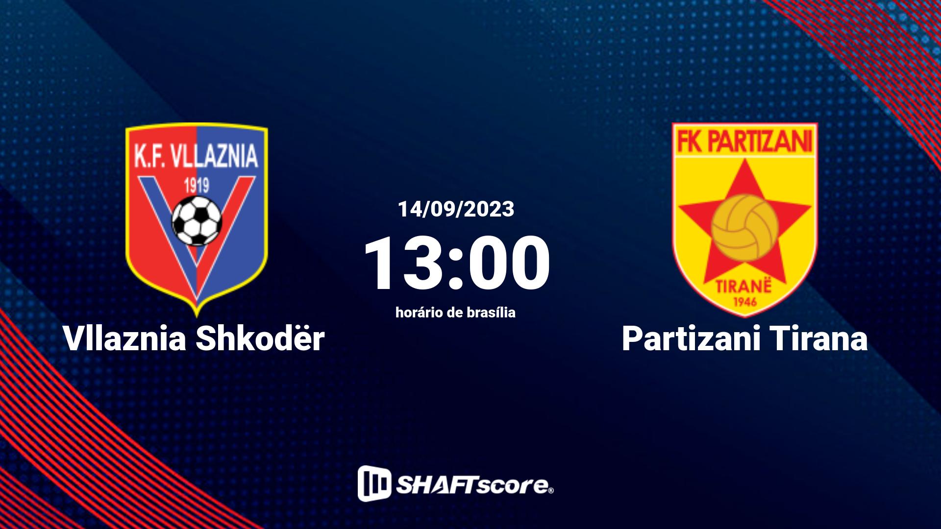 Estatísticas do jogo Vllaznia Shkodër vs Partizani Tirana 14.09 13:00