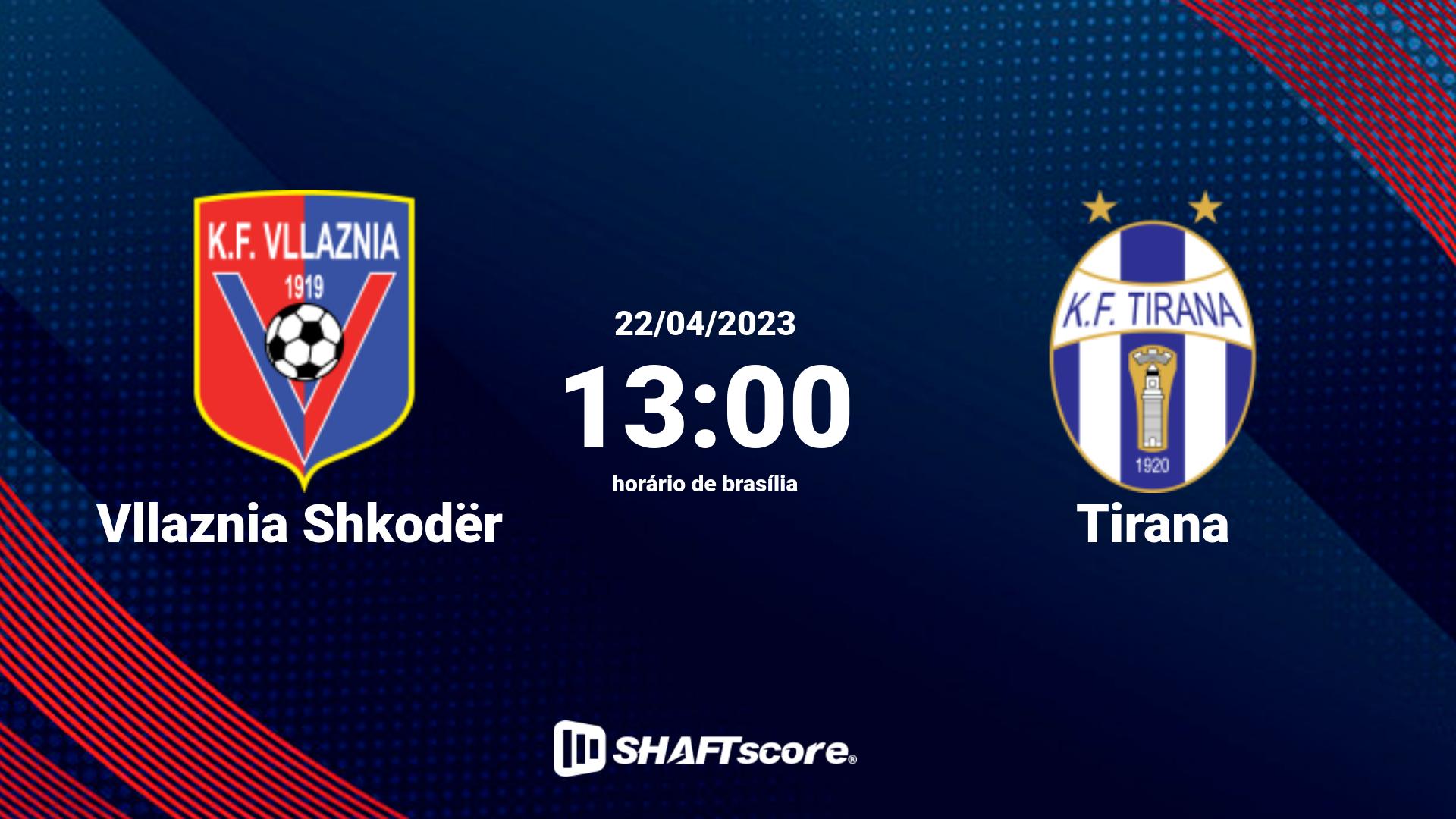 Estatísticas do jogo Vllaznia Shkodër vs Tirana 22.04 13:00