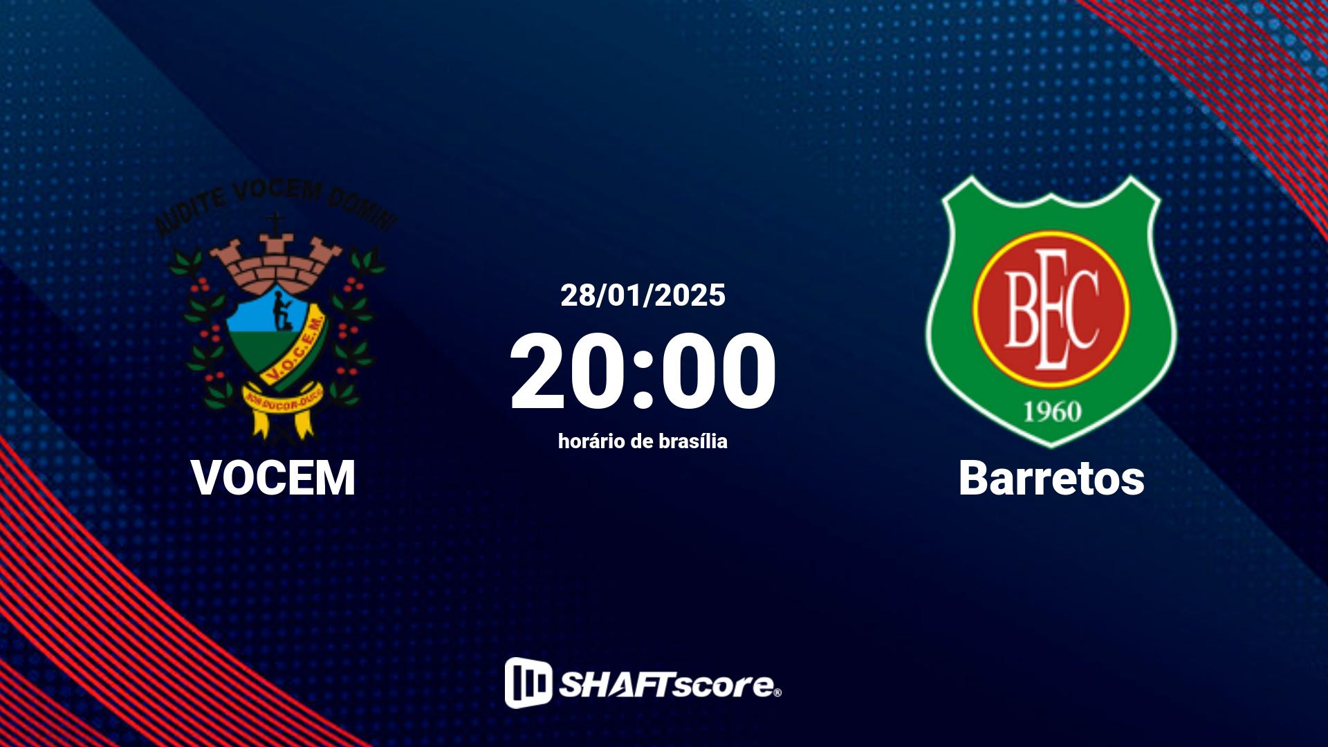 Estatísticas do jogo VOCEM vs Barretos 28.01 20:00