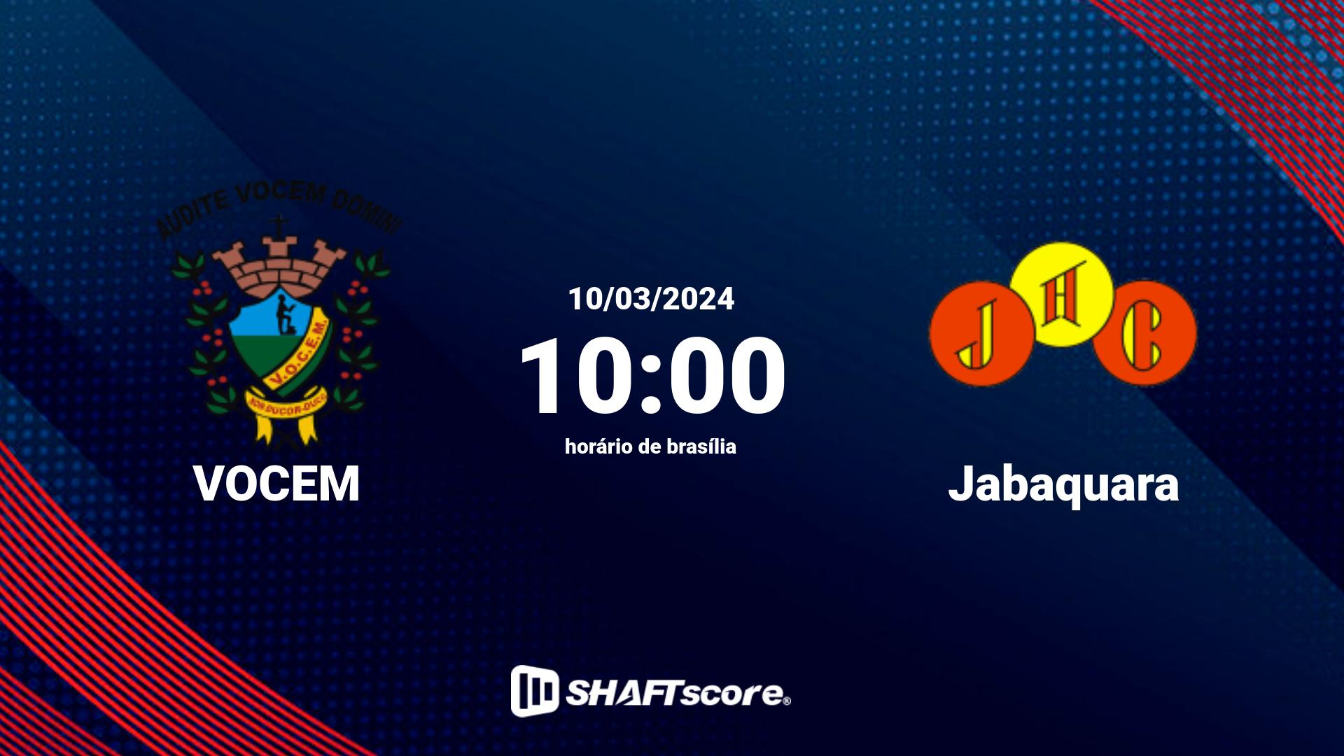 Estatísticas do jogo VOCEM vs Jabaquara 10.03 10:00