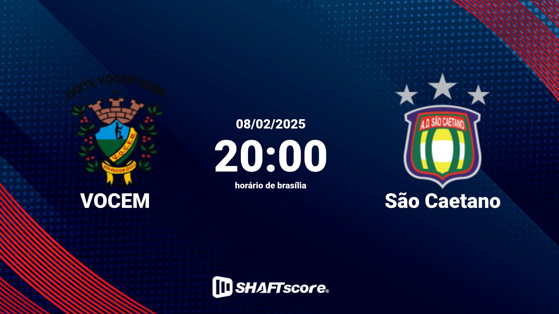 Estatísticas do jogo VOCEM vs São Caetano 08.02 20:00