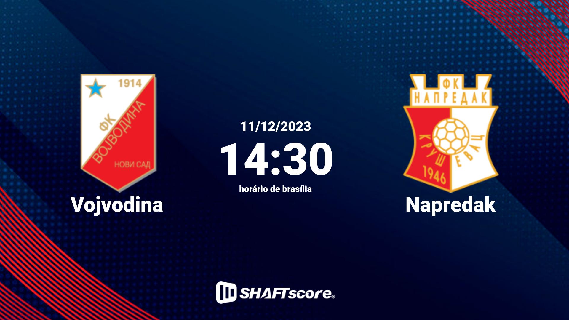 Estatísticas do jogo Vojvodina vs Napredak 11.12 14:30