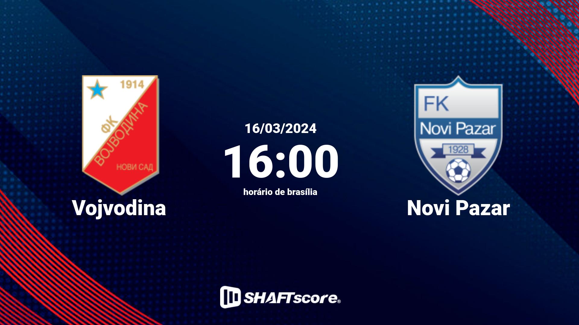 Estatísticas do jogo Vojvodina vs Novi Pazar 16.03 16:00