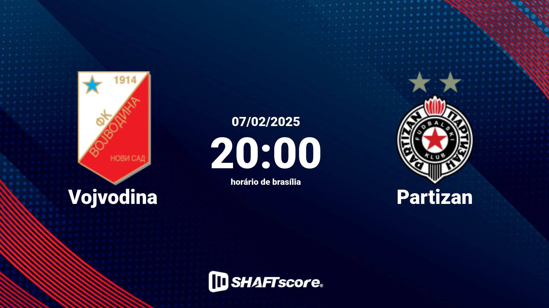 Estatísticas do jogo Vojvodina vs Partizan 07.02 20:00