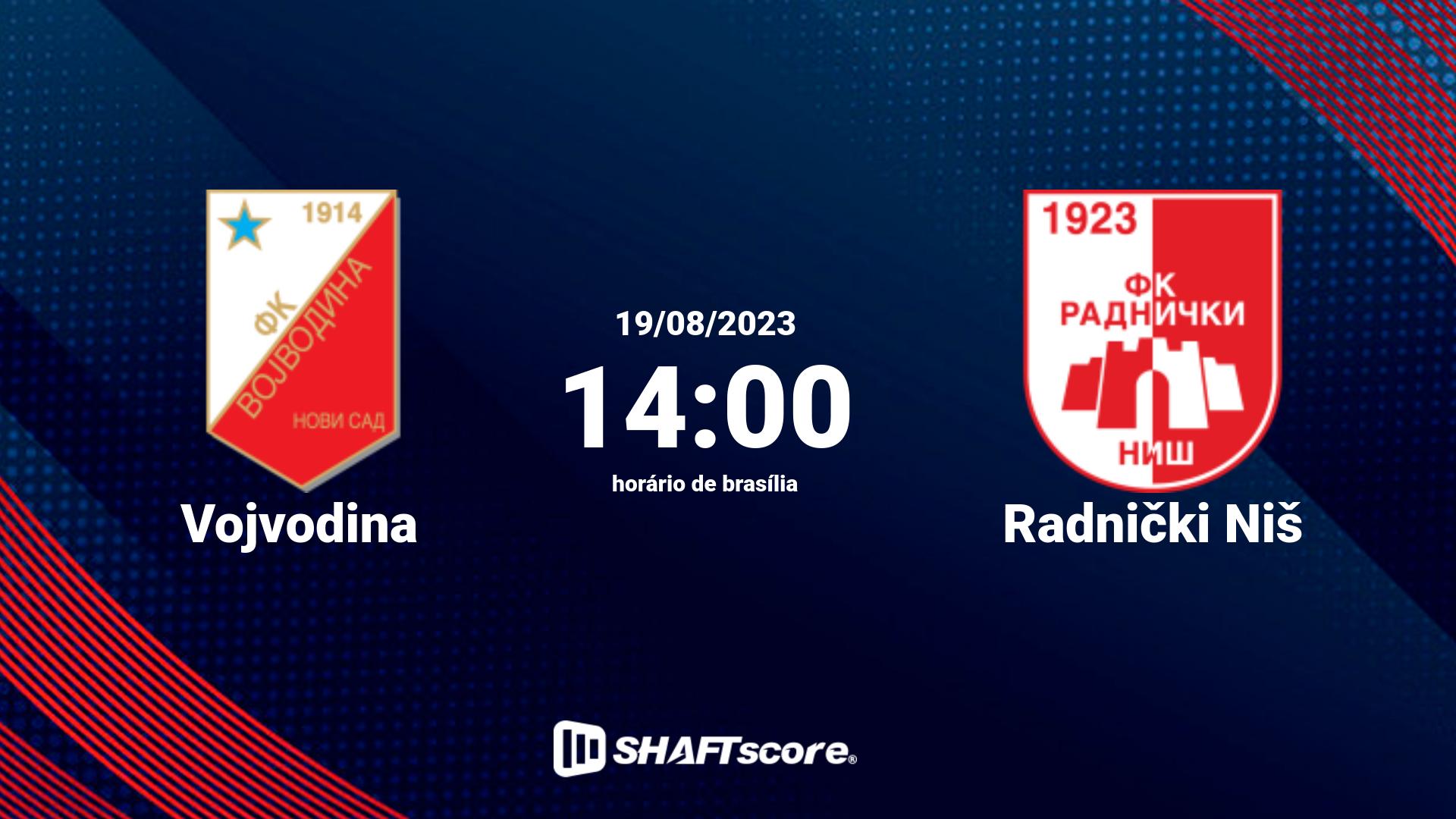 Estatísticas do jogo Vojvodina vs Radnički Niš 19.08 14:00