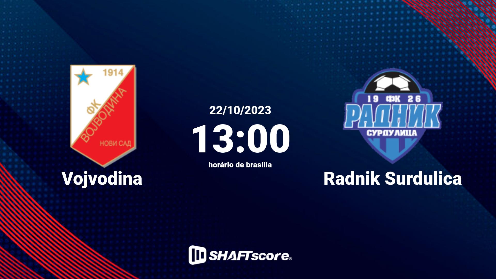 Estatísticas do jogo Vojvodina vs Radnik Surdulica 22.10 13:00