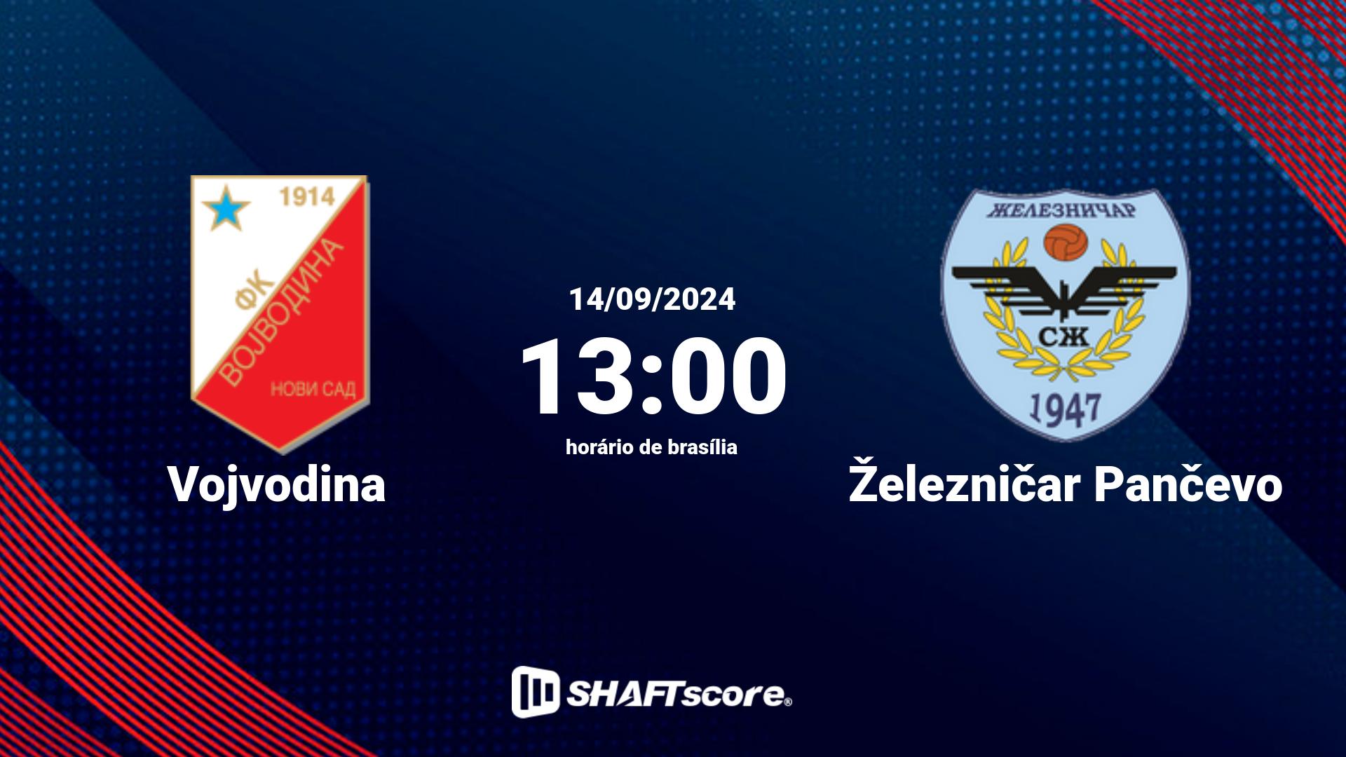 Estatísticas do jogo Vojvodina vs Železničar Pančevo 14.09 13:00