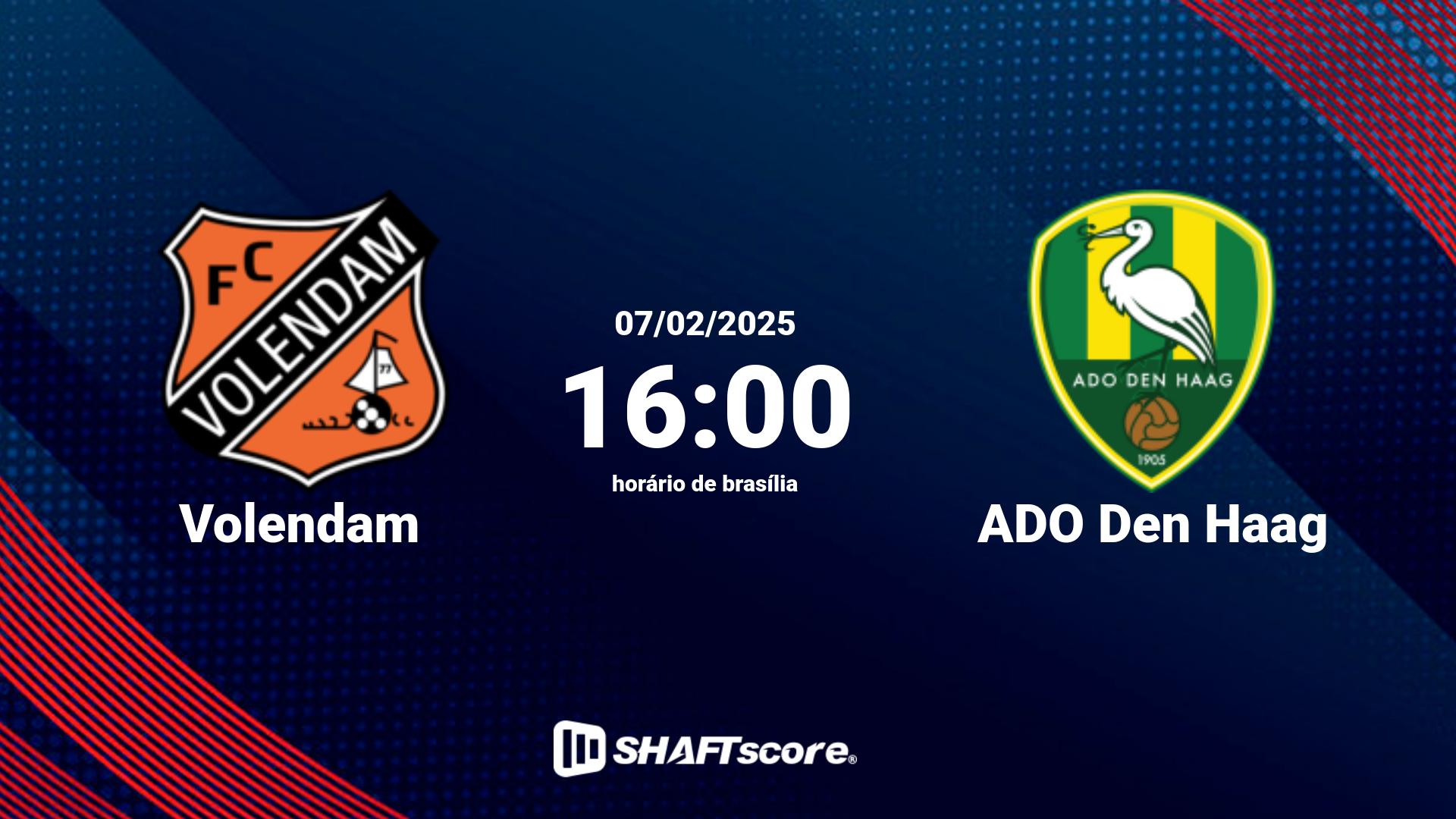 Estatísticas do jogo Volendam vs ADO Den Haag 07.02 16:00