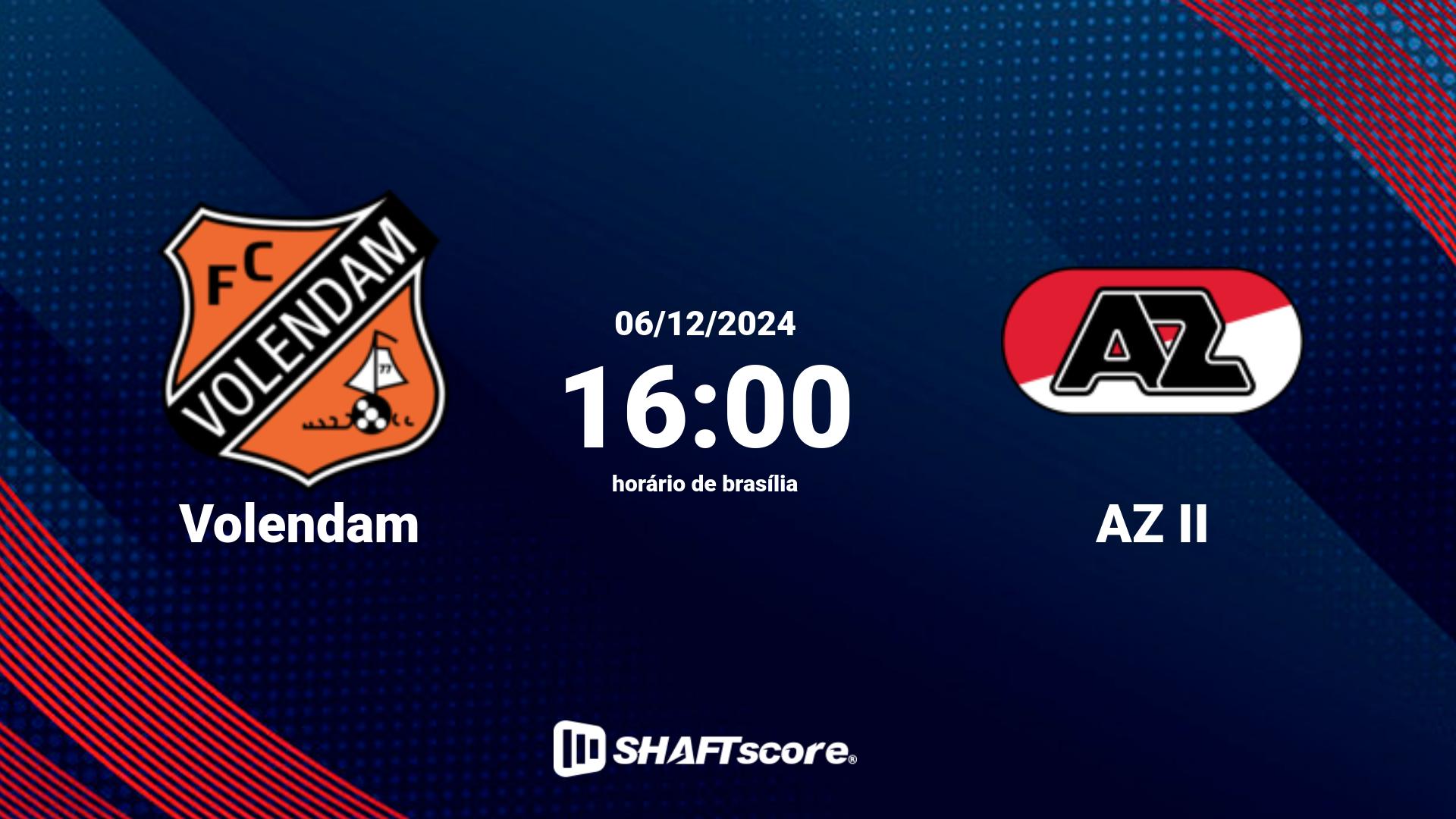 Estatísticas do jogo Volendam vs AZ II 06.12 16:00