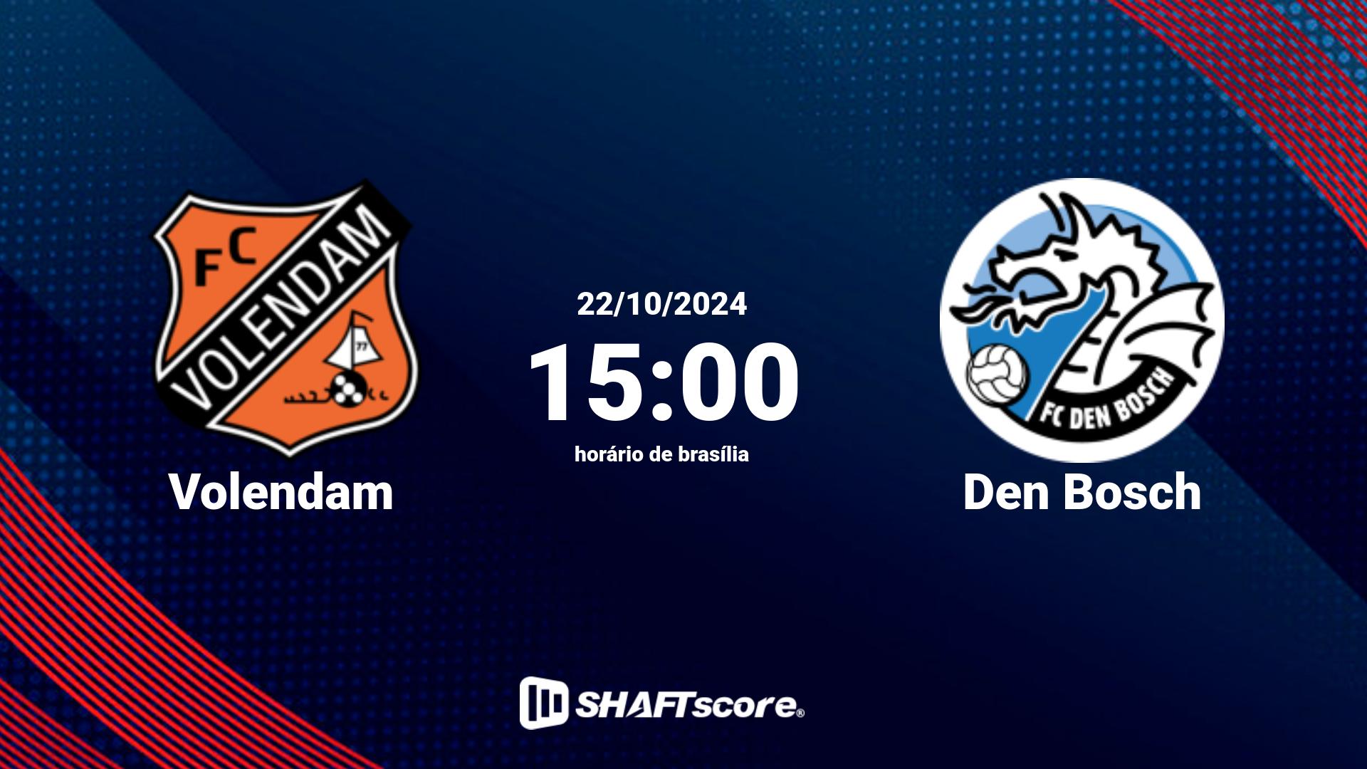 Estatísticas do jogo Volendam vs Den Bosch 22.10 15:00