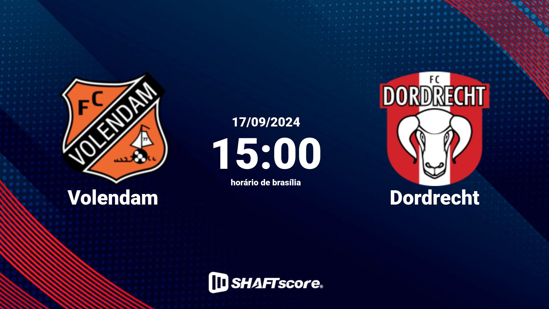 Estatísticas do jogo Volendam vs Dordrecht 17.09 15:00