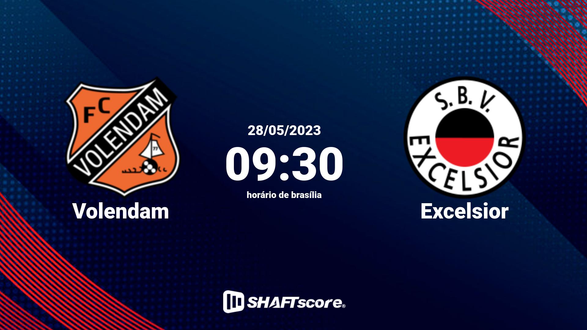 Estatísticas do jogo Volendam vs Excelsior 28.05 09:30