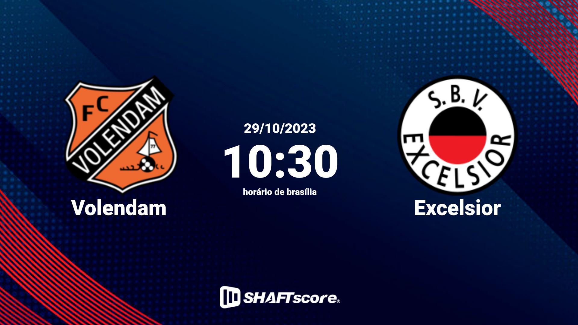 Estatísticas do jogo Volendam vs Excelsior 29.10 10:30