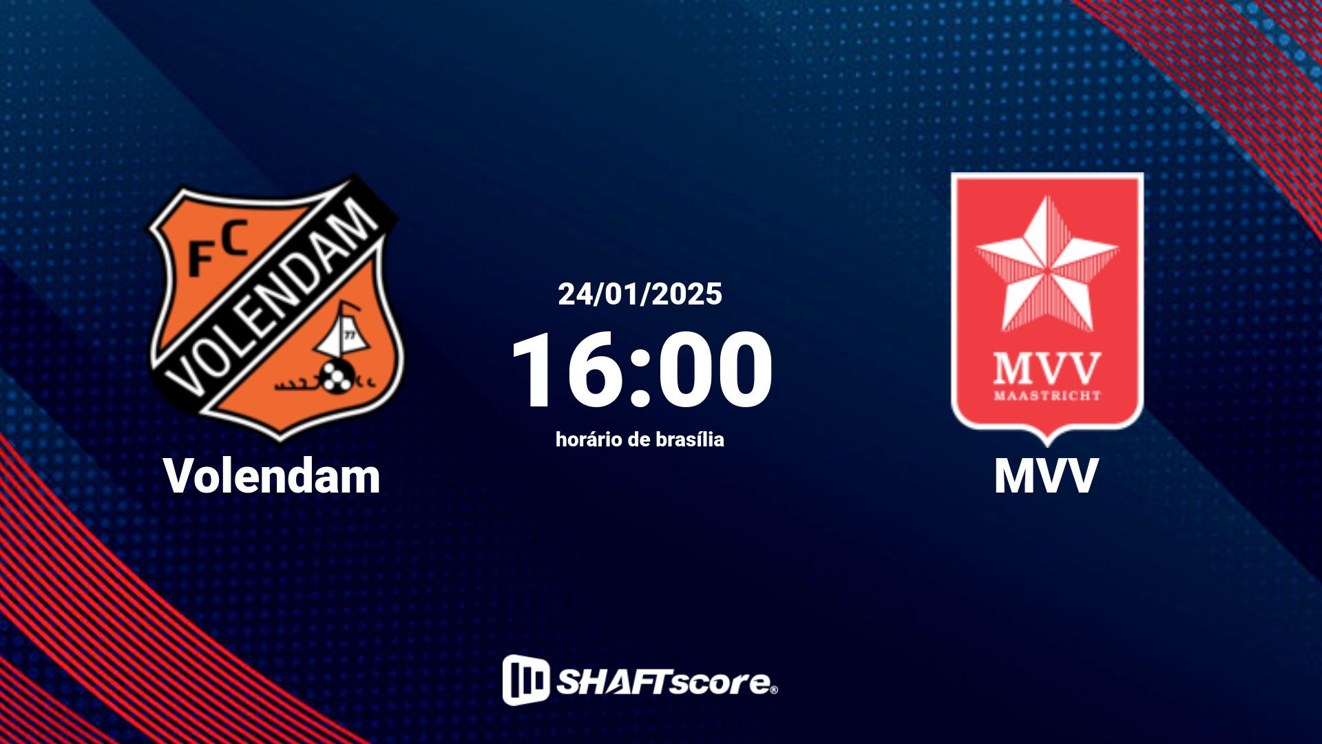 Estatísticas do jogo Volendam vs MVV 24.01 16:00