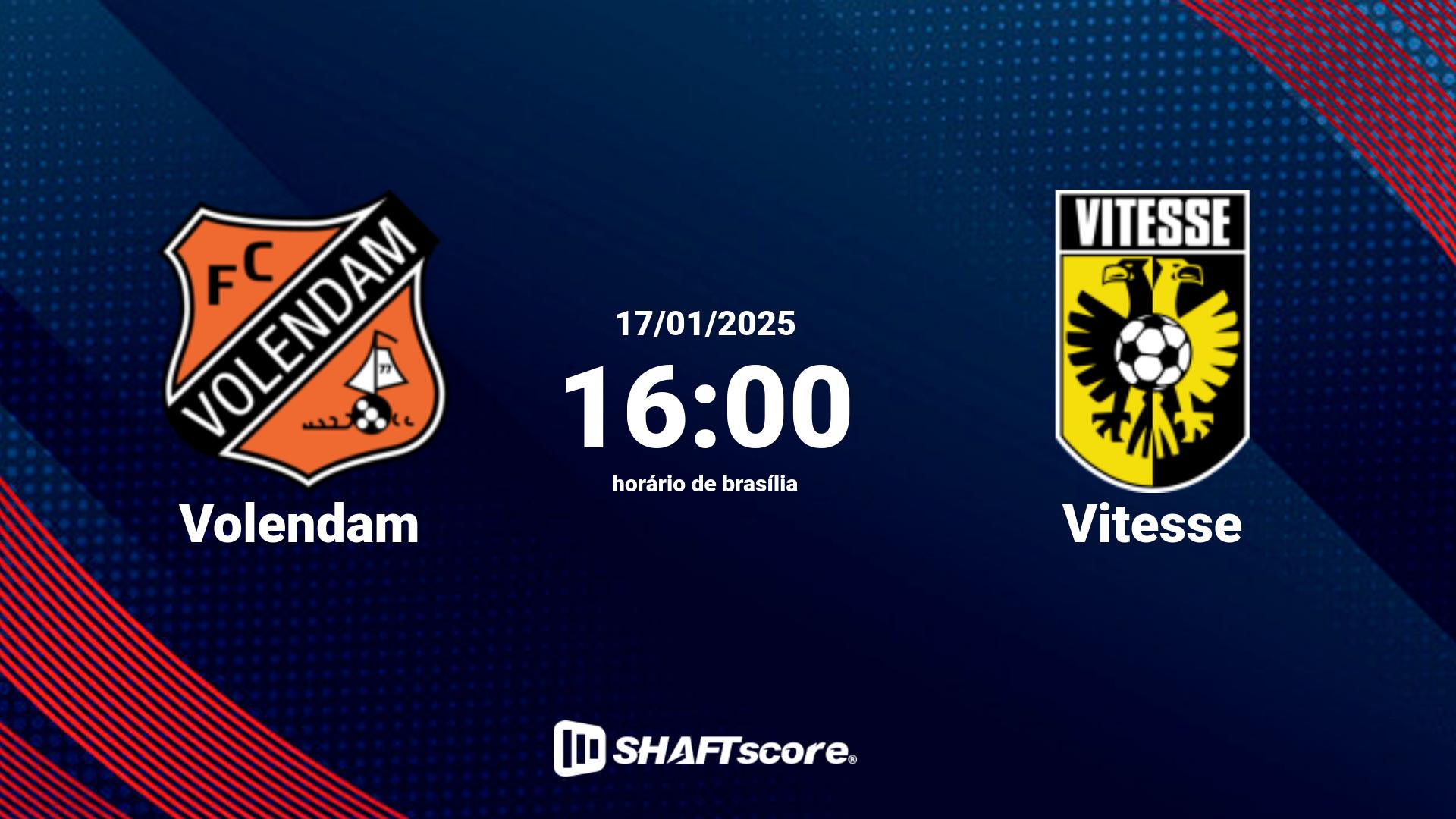 Estatísticas do jogo Volendam vs Vitesse 17.01 16:00