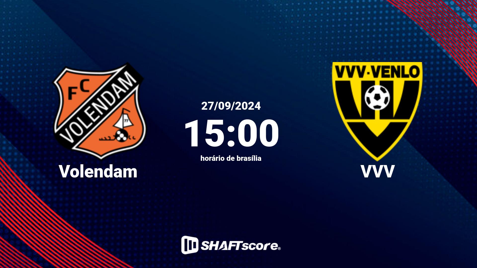 Estatísticas do jogo Volendam vs VVV 27.09 15:00