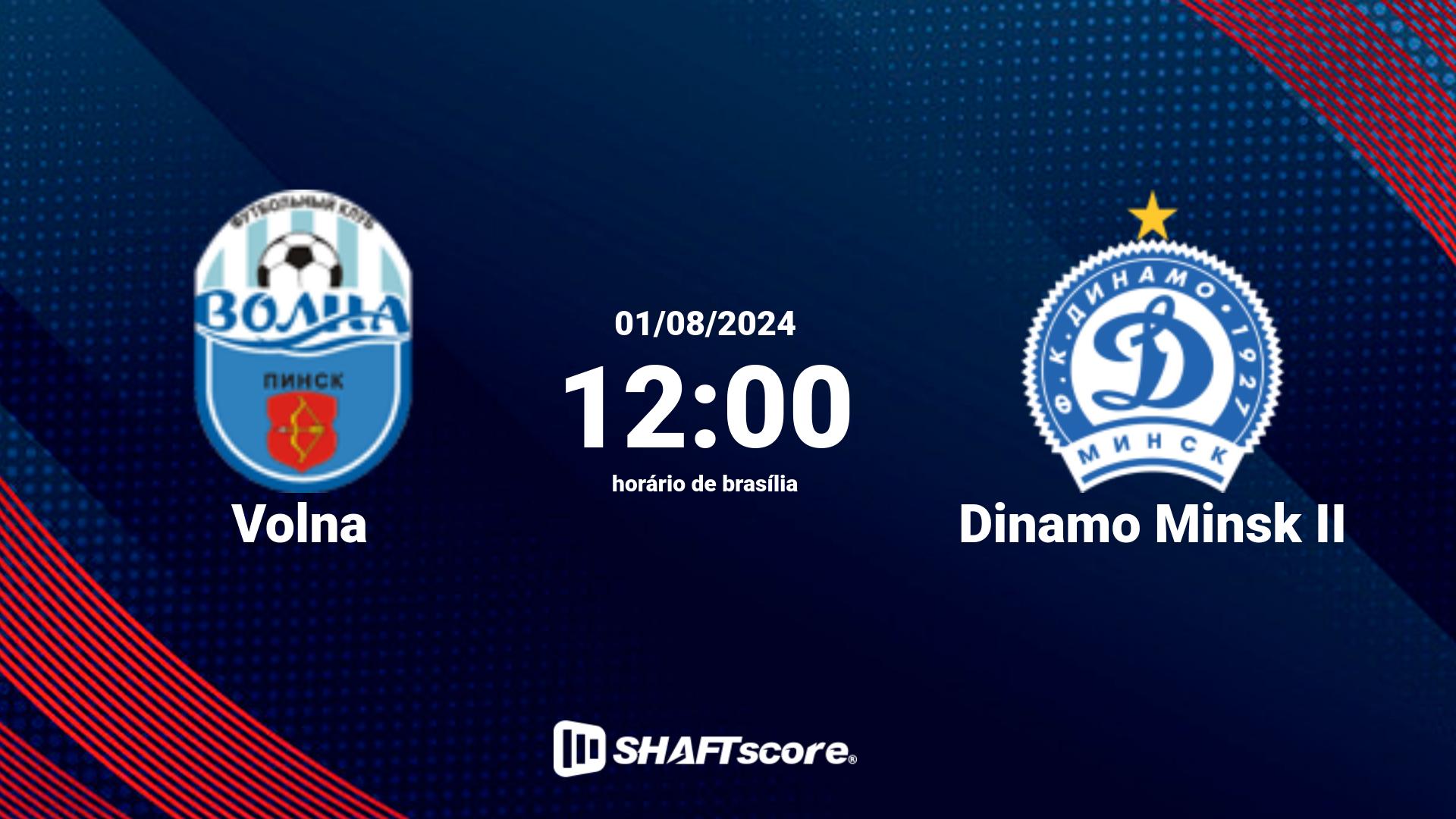 Estatísticas do jogo Volna vs Dinamo Minsk II 01.08 12:00