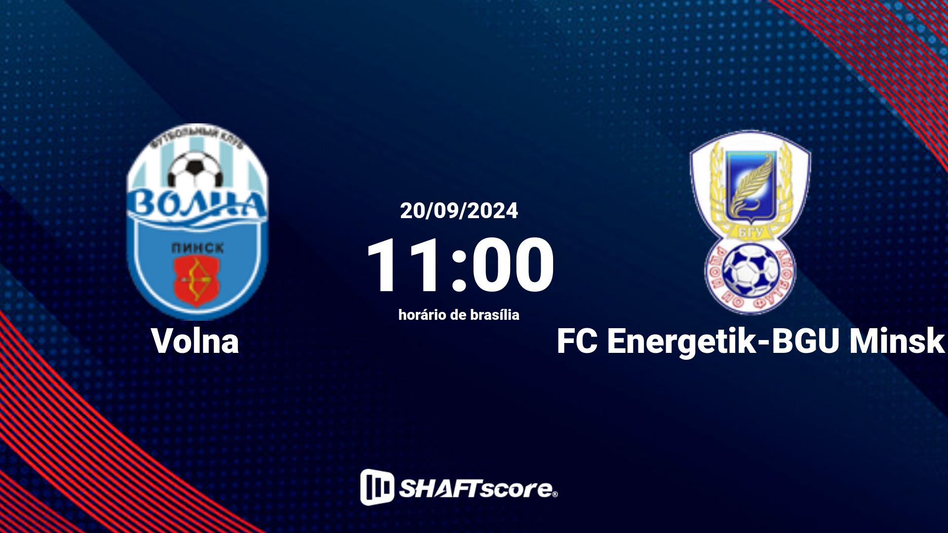 Estatísticas do jogo Volna vs FC Energetik-BGU Minsk 20.09 11:00