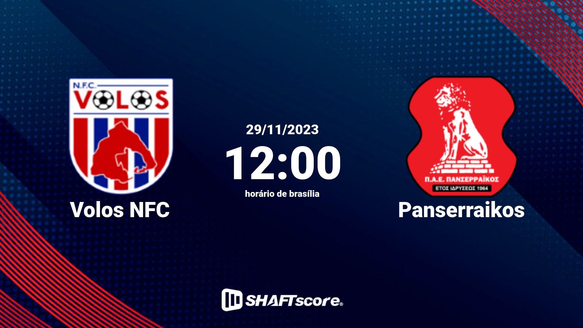 Estatísticas do jogo Volos NFC vs Panserraikos 29.11 12:00