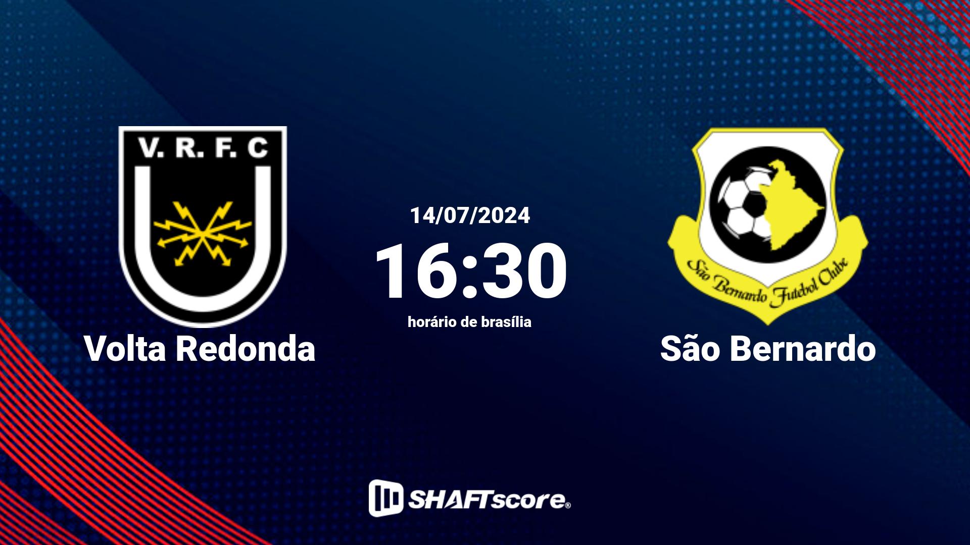Estatísticas do jogo Volta Redonda vs São Bernardo 14.07 16:30