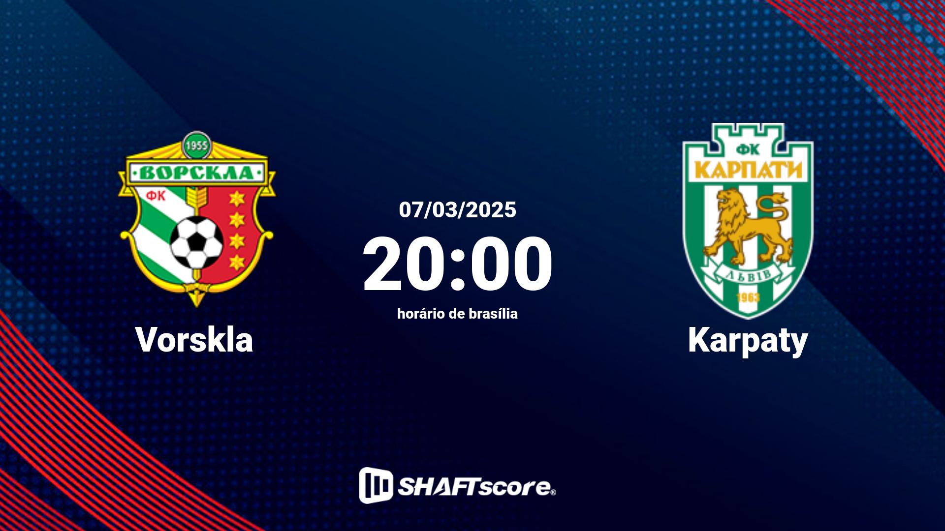 Estatísticas do jogo Vorskla vs Karpaty 07.03 20:00