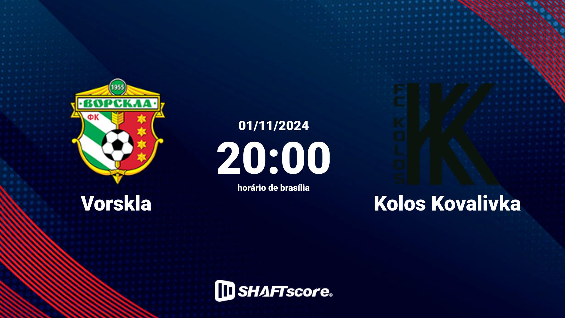 Estatísticas do jogo Vorskla vs Kolos Kovalivka 01.11 20:00