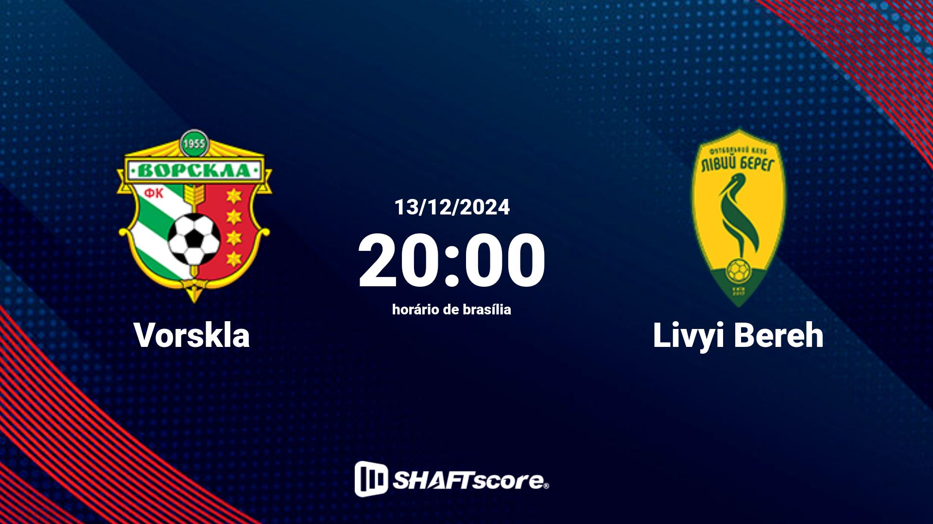 Estatísticas do jogo Vorskla vs Livyi Bereh 13.12 20:00