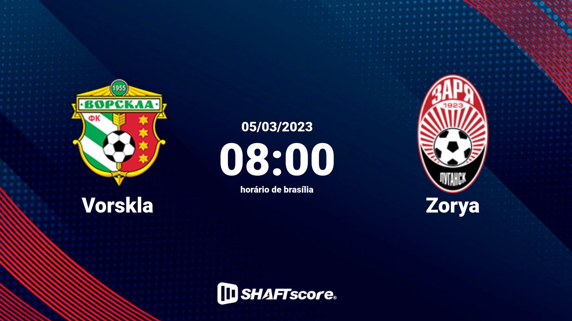 Estatísticas do jogo Vorskla vs Zorya 05.03 08:00