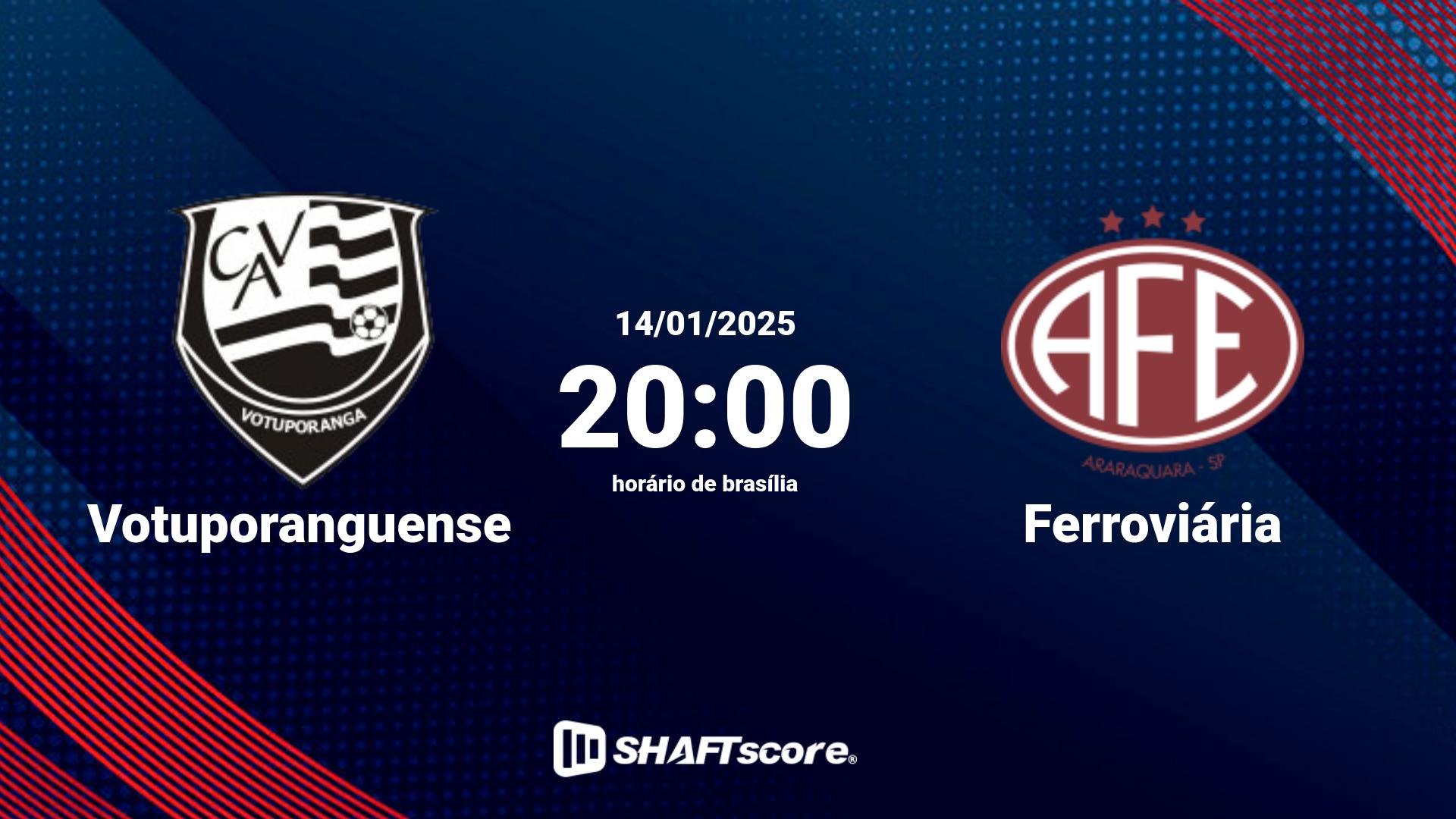 Estatísticas do jogo Votuporanguense vs Ferroviária 14.01 20:00