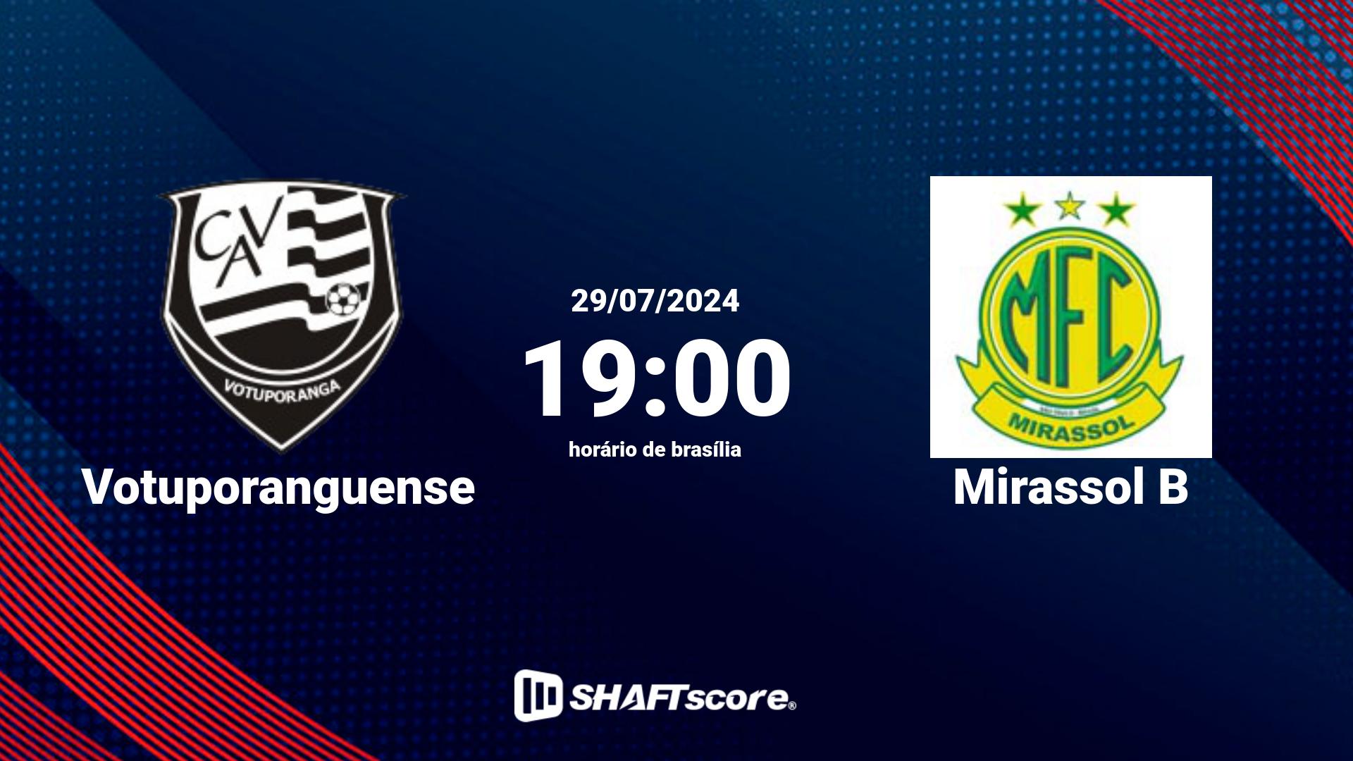 Estatísticas do jogo Votuporanguense vs Mirassol B 29.07 19:00