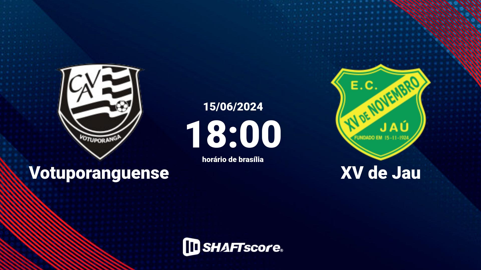 Estatísticas do jogo Votuporanguense vs XV de Jau 15.06 18:00