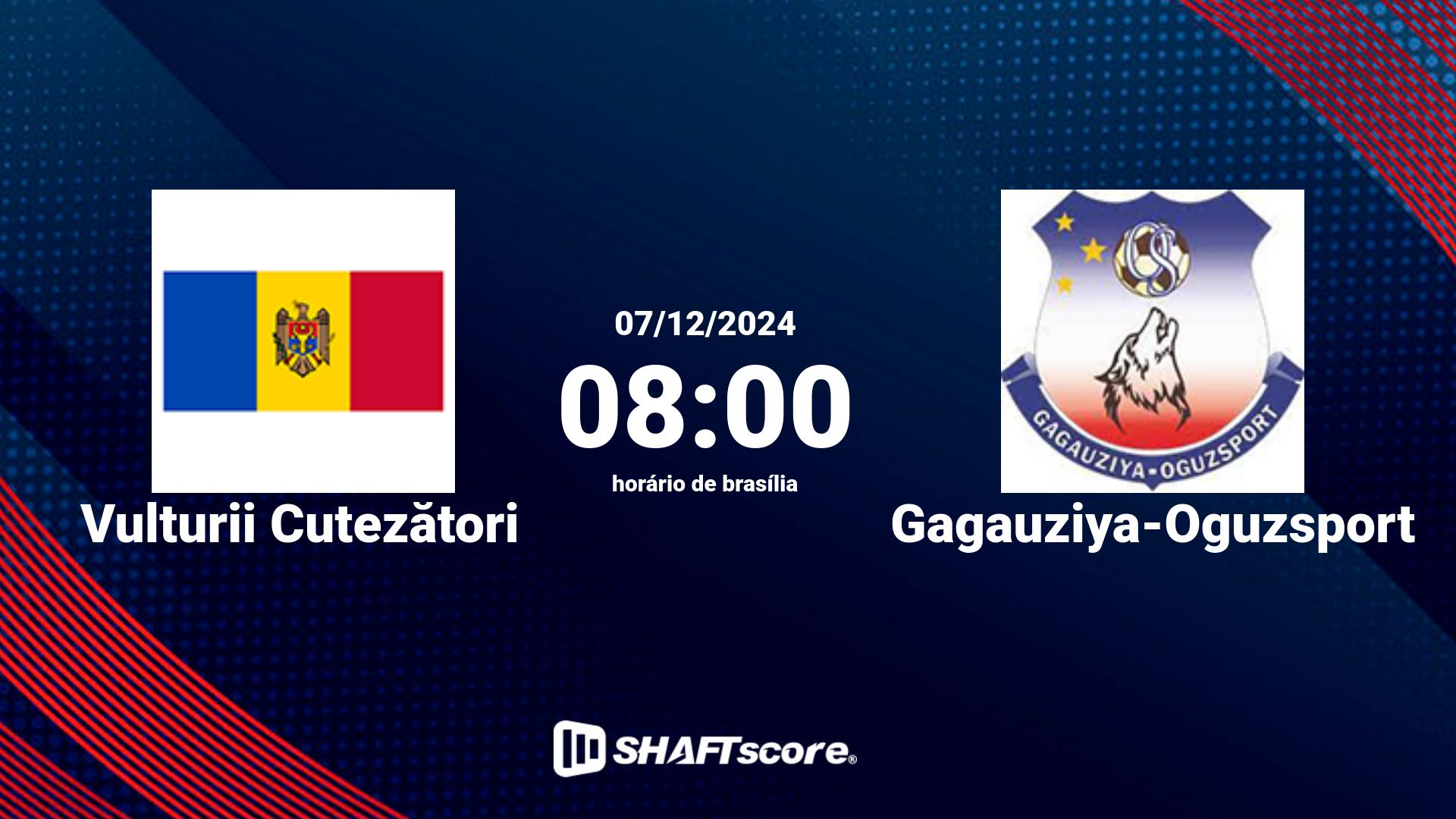 Estatísticas do jogo Vulturii Cutezători vs Gagauziya-Oguzsport 07.12 08:00