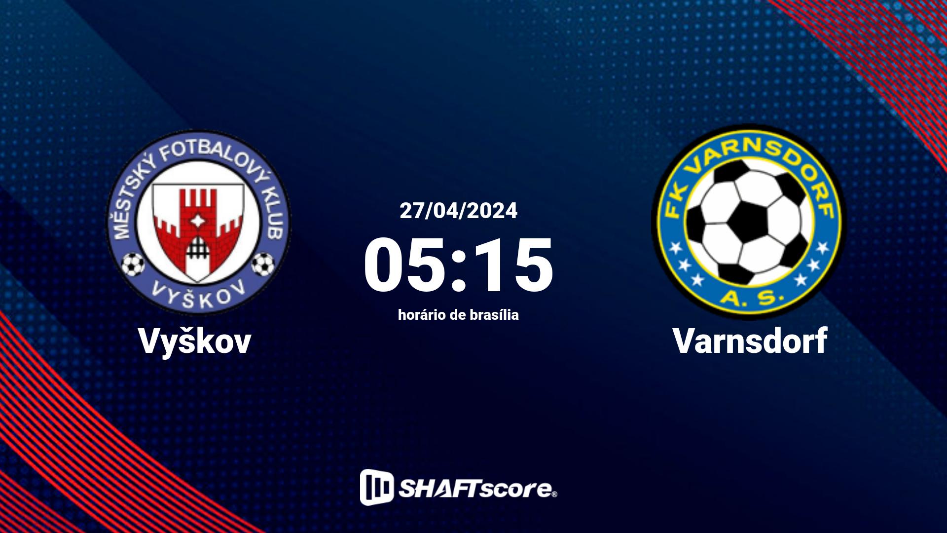 Estatísticas do jogo Vyškov vs Varnsdorf 27.04 05:15