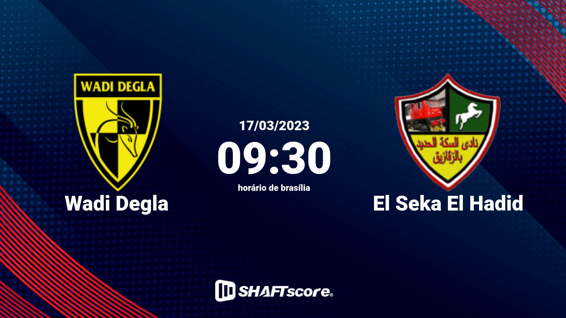 Estatísticas do jogo Wadi Degla vs El Seka El Hadid 17.03 09:30