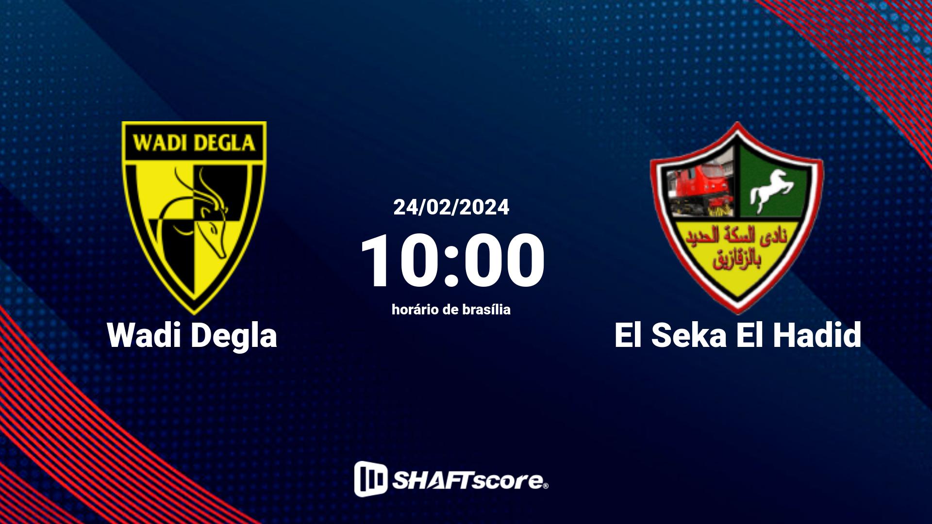 Estatísticas do jogo Wadi Degla vs El Seka El Hadid 24.02 10:00