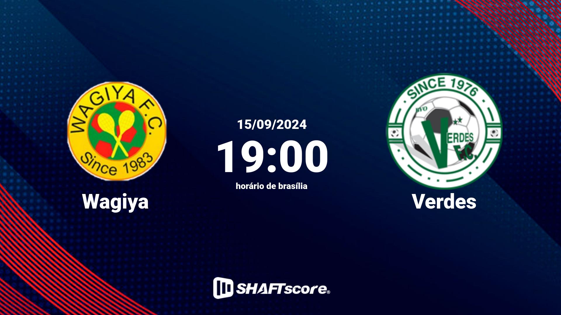 Estatísticas do jogo Wagiya vs Verdes 15.09 19:00