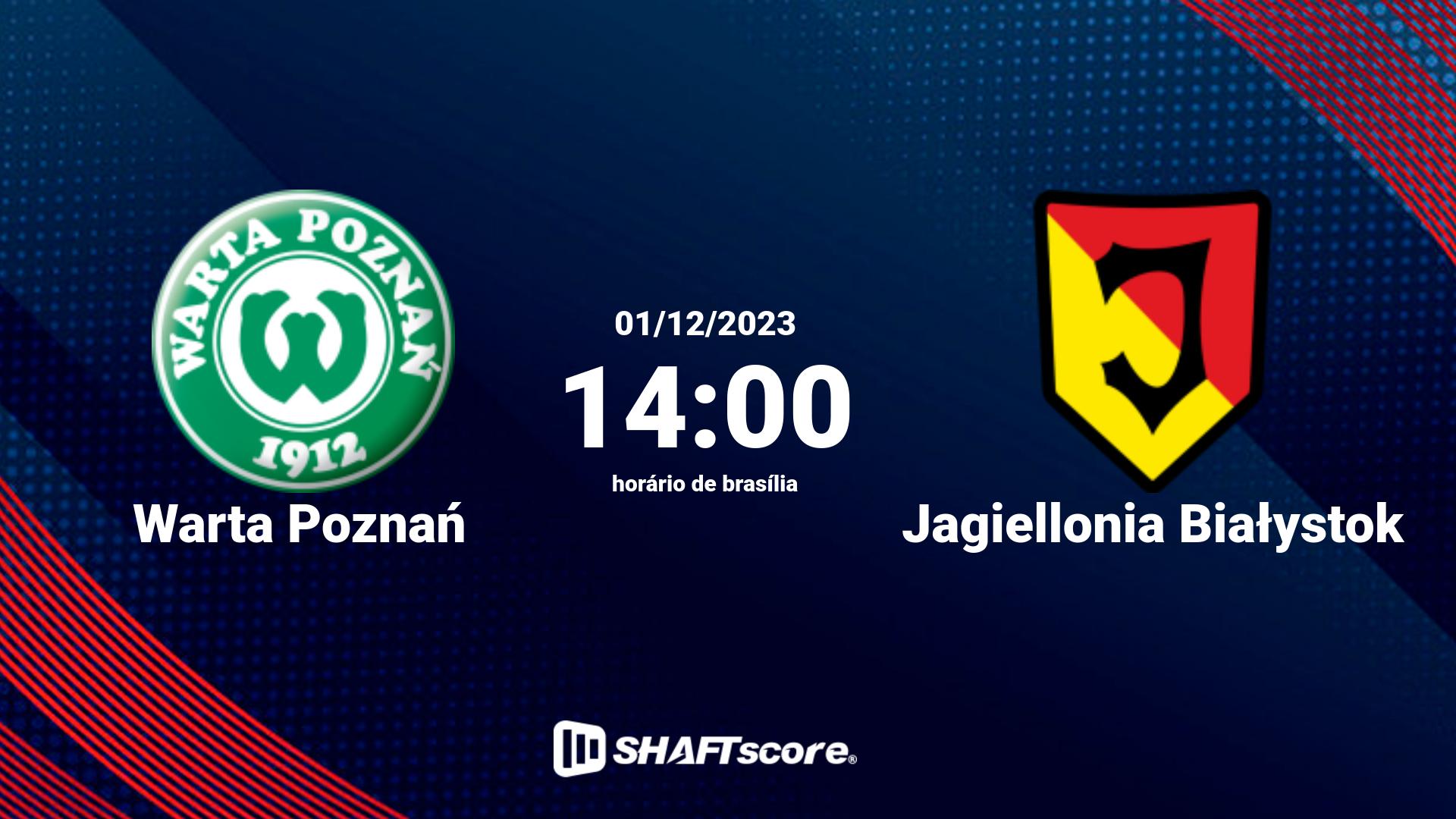 Estatísticas do jogo Warta Poznań vs Jagiellonia Białystok 01.12 14:00