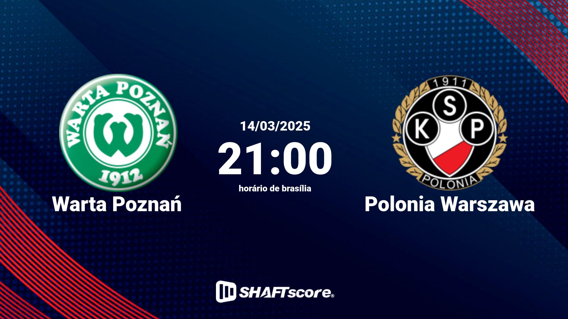 Estatísticas do jogo Warta Poznań vs Polonia Warszawa 14.03 21:00