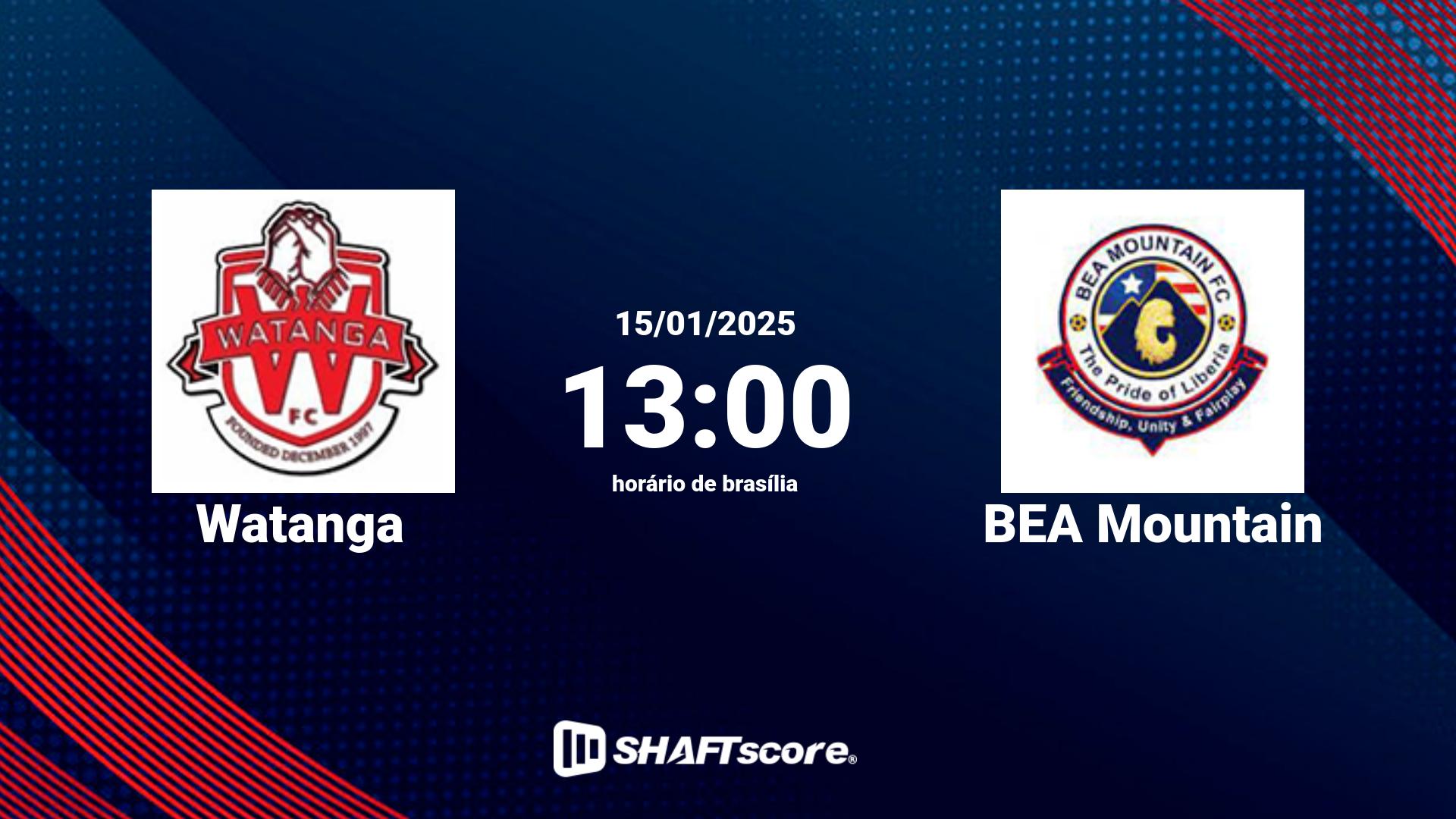 Estatísticas do jogo Watanga vs BEA Mountain 15.01 13:00