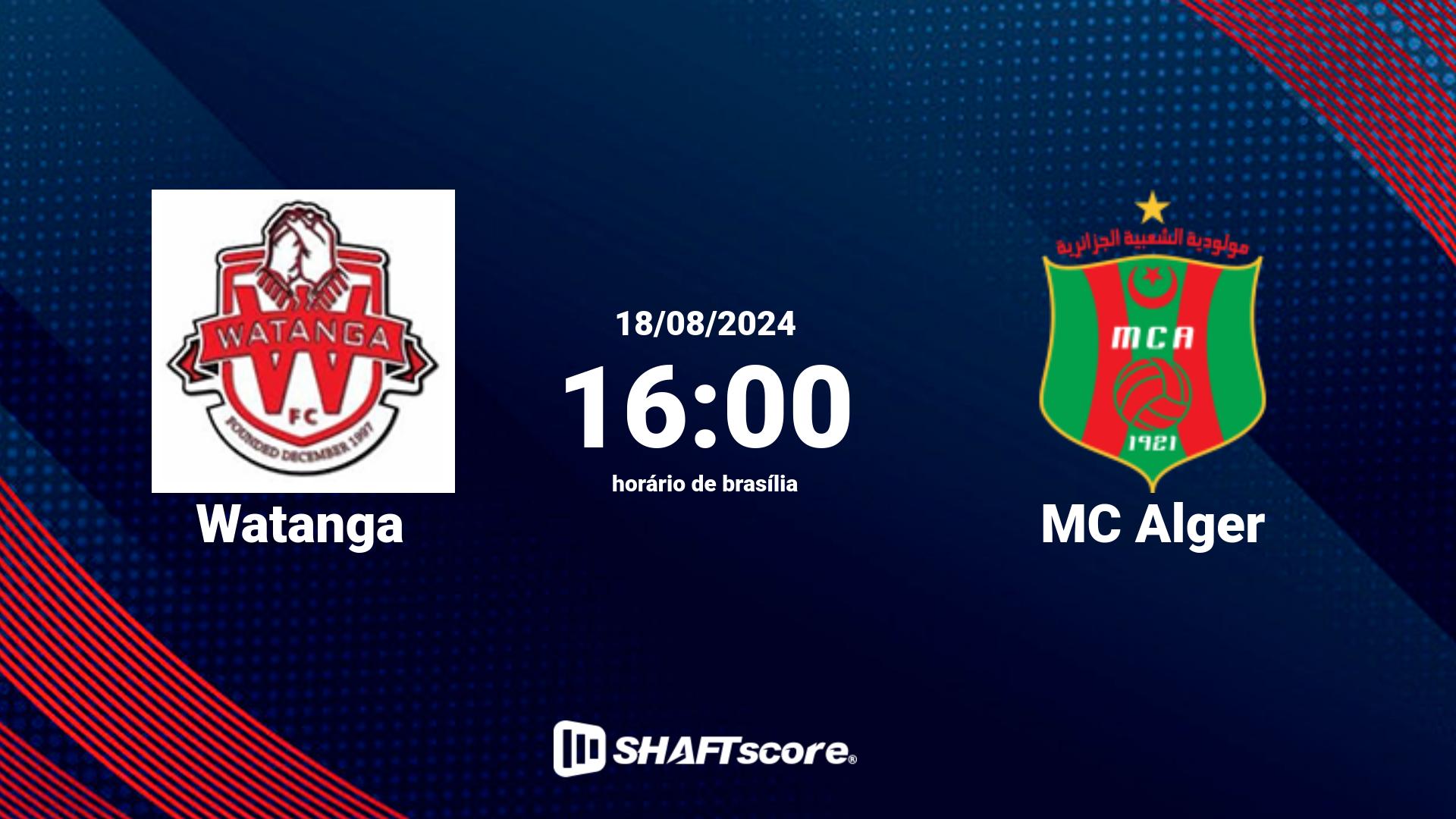 Estatísticas do jogo Watanga vs MC Alger 18.08 16:00