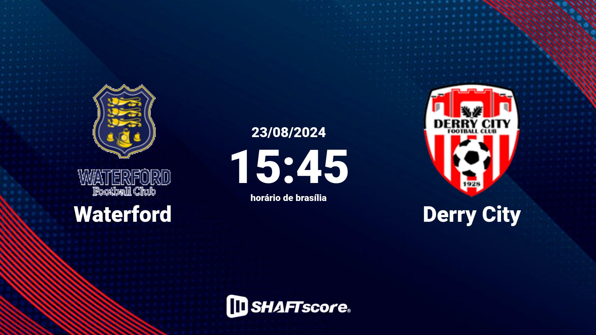 Estatísticas do jogo Waterford vs Derry City 23.08 15:45