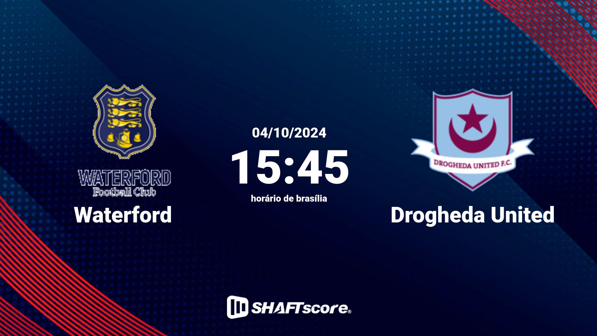 Estatísticas do jogo Waterford vs Drogheda United 04.10 15:45