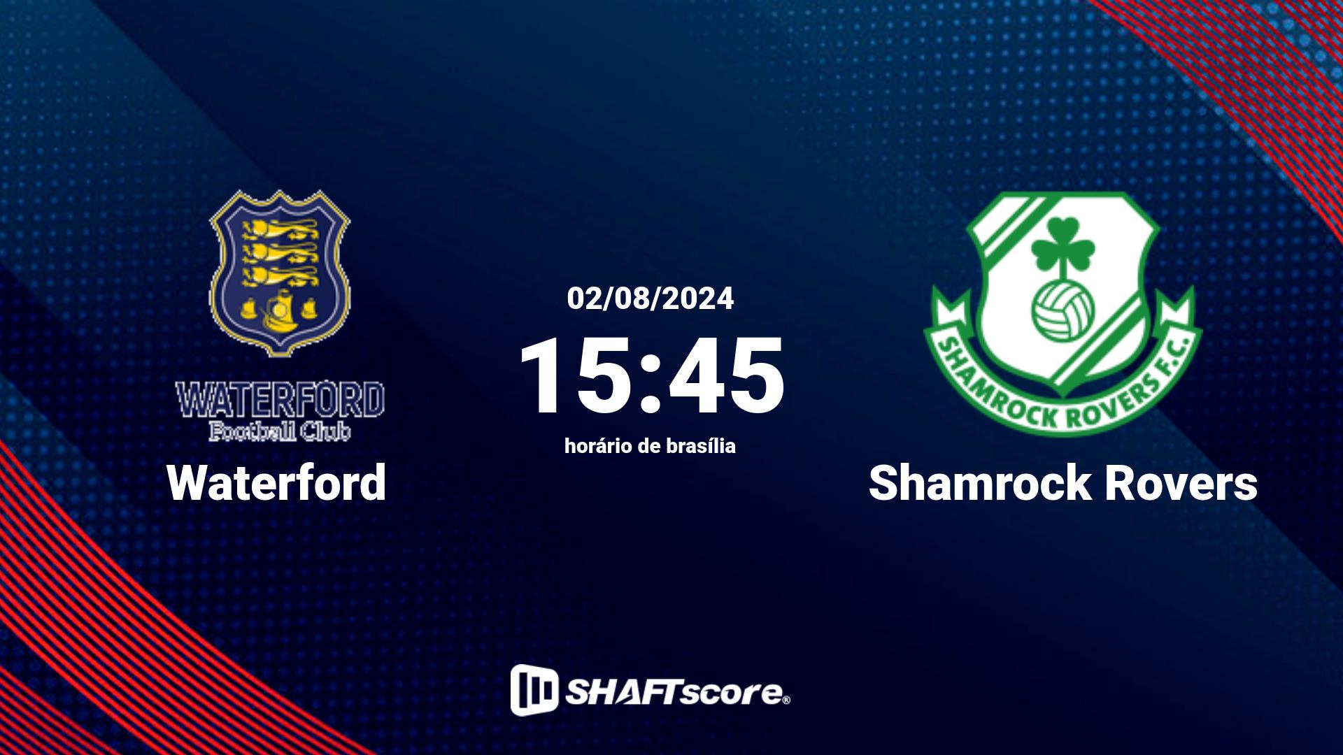 Estatísticas do jogo Waterford vs Shamrock Rovers 02.08 15:45