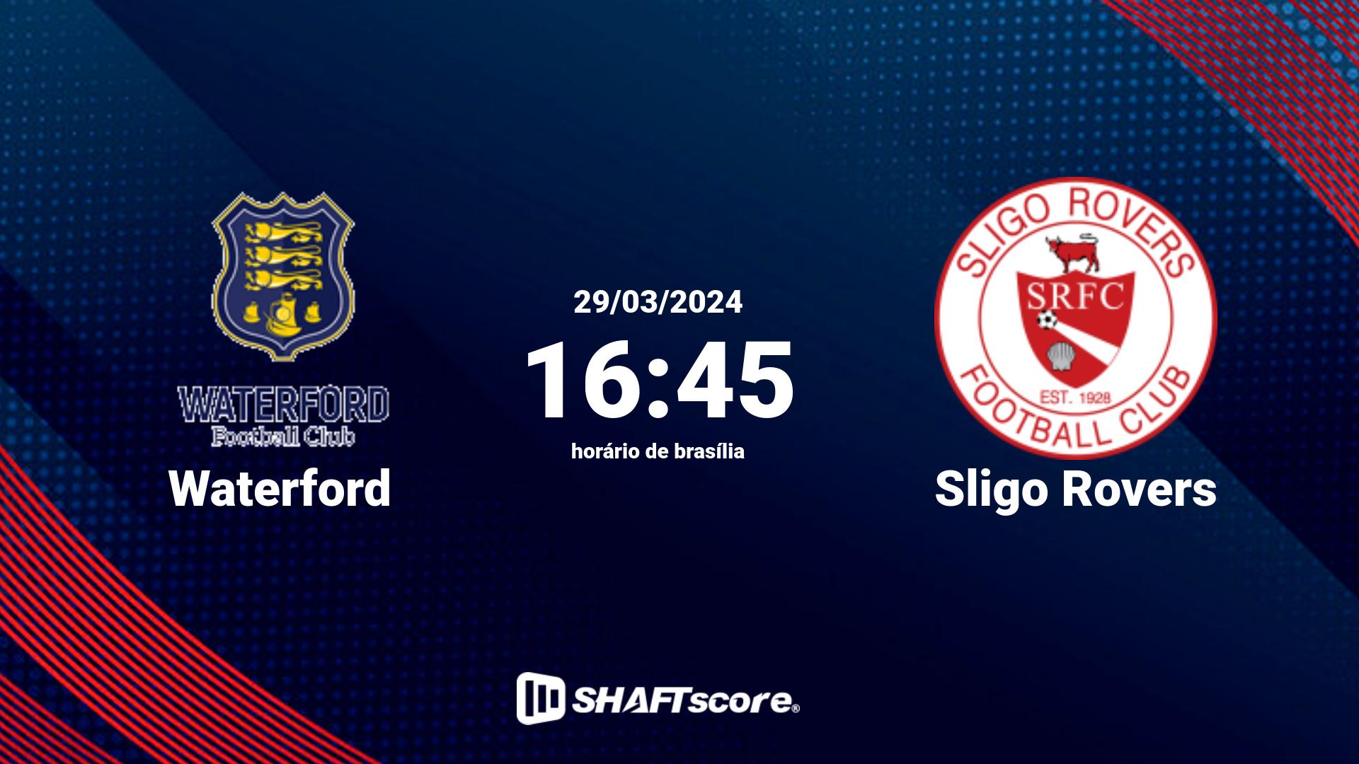 Estatísticas do jogo Waterford vs Sligo Rovers 29.03 16:45