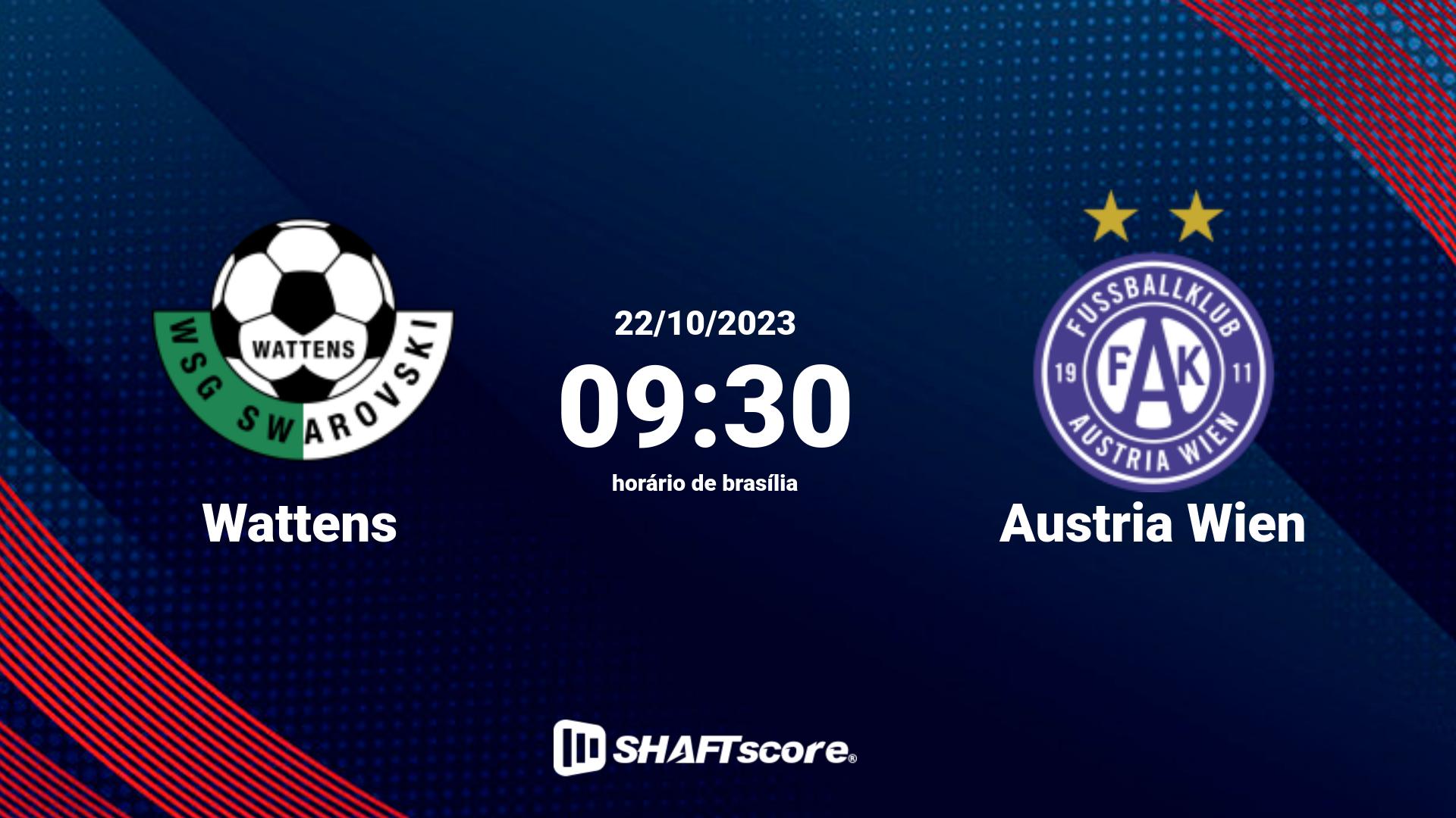 Estatísticas do jogo Wattens vs Austria Wien 22.10 09:30