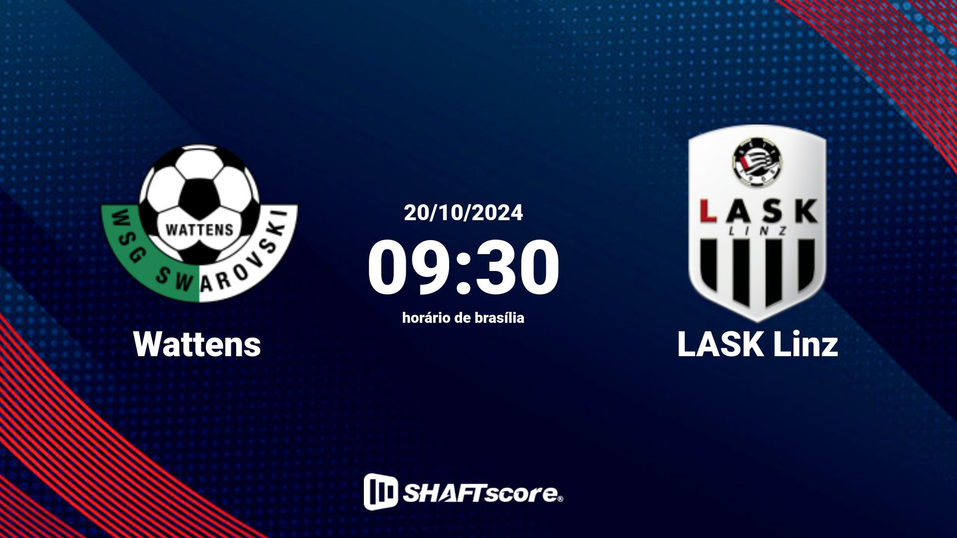 Estatísticas do jogo Wattens vs LASK Linz 20.10 09:30